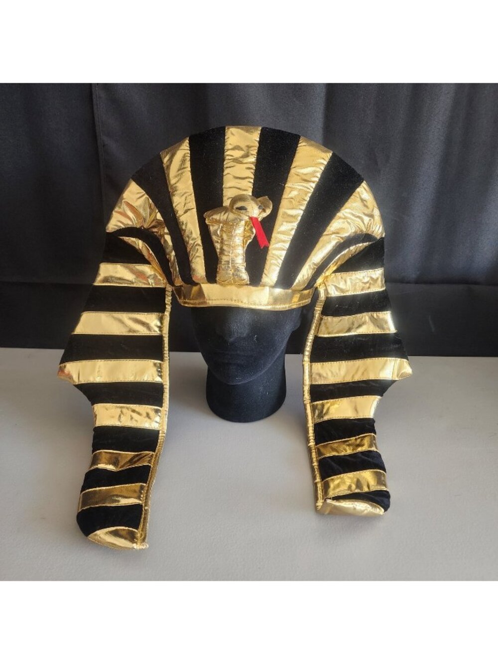 Tigerdoe Pharaoh Hat - Egyptian Headpiece King Tut Costume - Black & Gold Adult